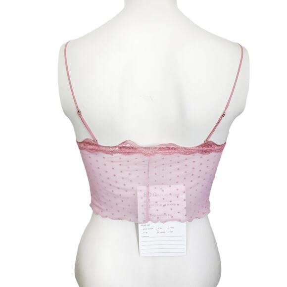 FREE PEOPLE bralette Oh La La Booty polka dot sheer mesh lace pink bra Sz XS NEW - Picture 3 of 7